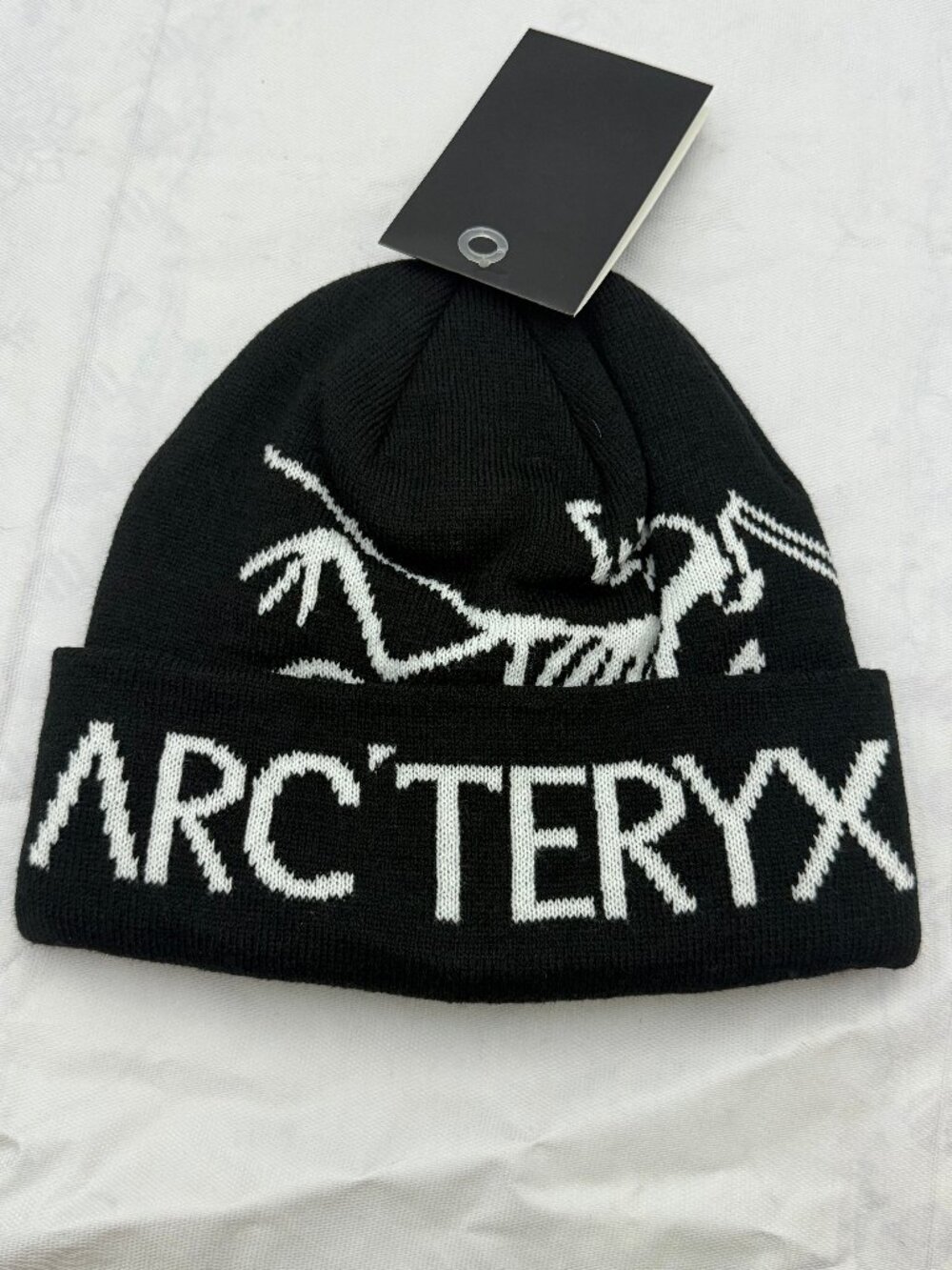 Arc'teryx Black and White Logo Knit Cuffed Beanie
